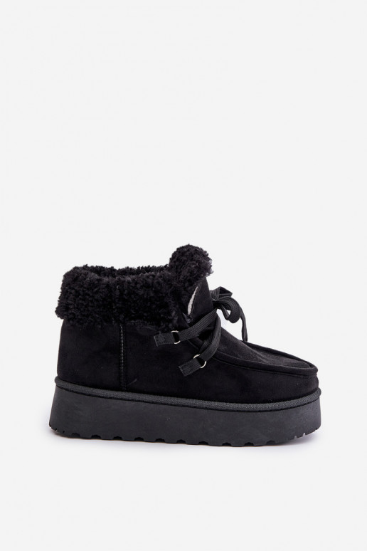 Schwarze Damen-Schneestiefel auf einer Plattform mit Fell Ciabellae