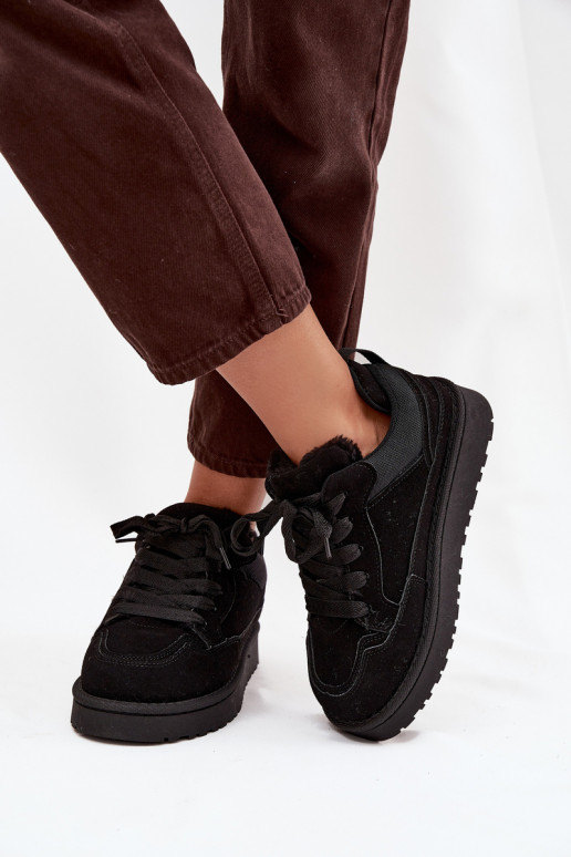 Schwarze Damen-Sneaker mit Isolierung und Fell innen Cyrissa