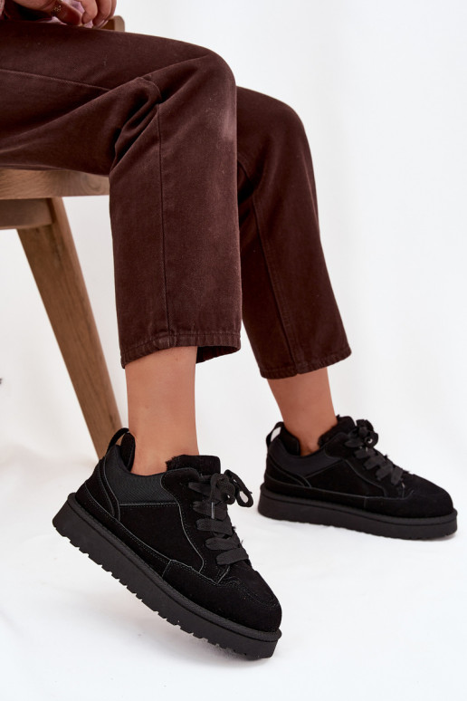 Schwarze Damen-Sneaker mit Isolierung und Fell innen Cyrissa