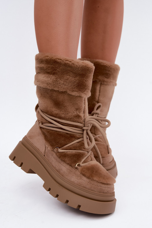 Schneestiefel mit Fell und Plattform in Sandfarbe Illyria