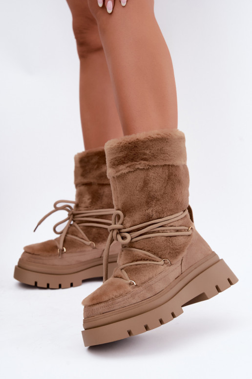 Schneestiefel mit Fell und Plattform in Sandfarbe Illyria