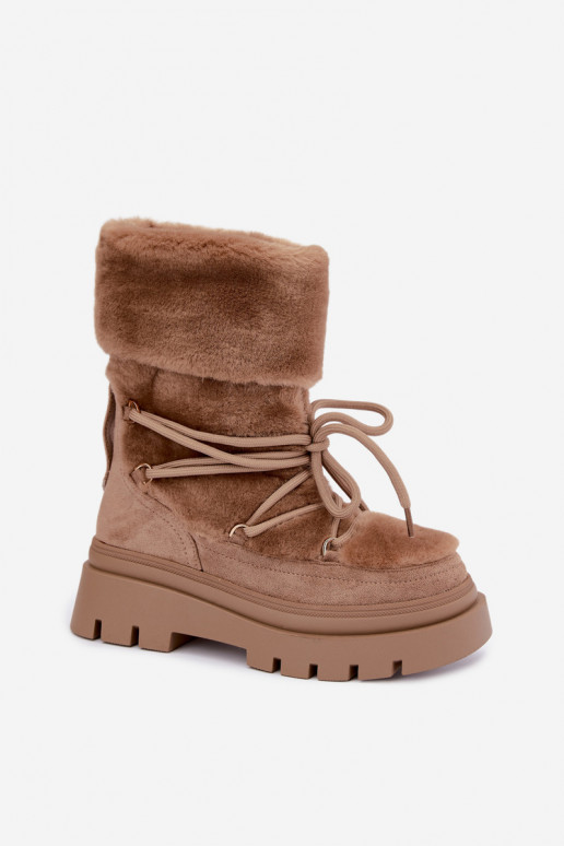 Schneestiefel mit Fell und Plattform in Sandfarbe Illyria