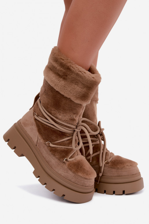Schneestiefel mit Fell und Plattform in Sandfarbe Illyria