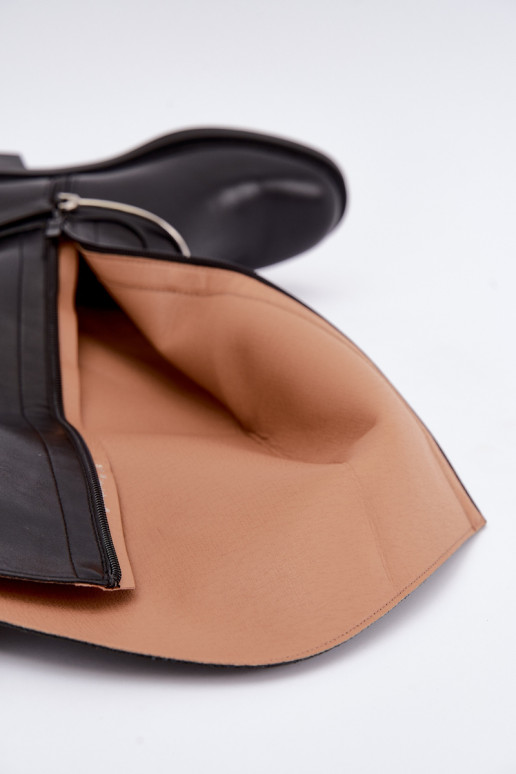 Hohe Stiefel mit breiten Absätzen und dekorativen Schleifen in schwarzer Farbe INillene