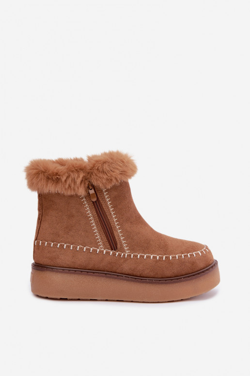 Damen Joceline Schneestiefel mit Nähten und Fell in Braun