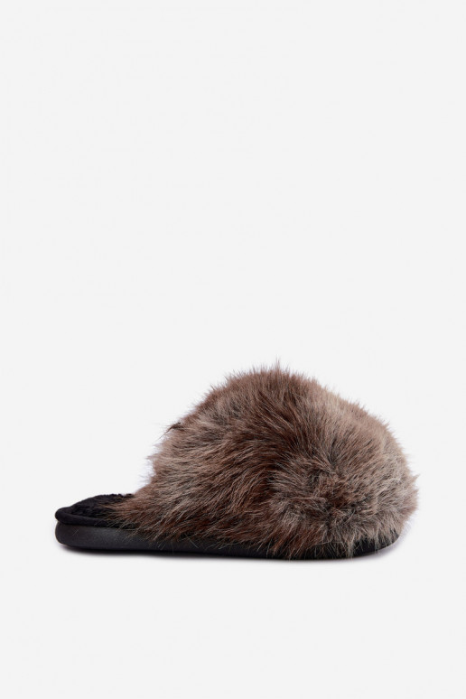 Damen Bellisane Hausschuhe mit Fell in Braun