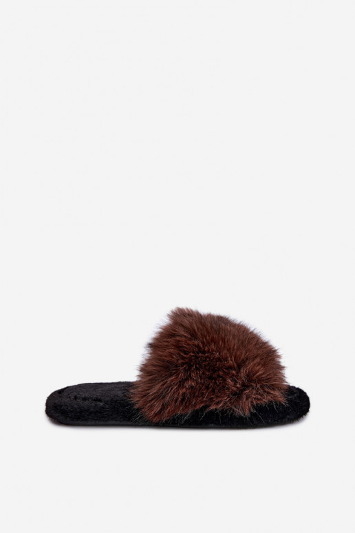 Damen Fiorabelle Hausschuhe mit Fell in Braun