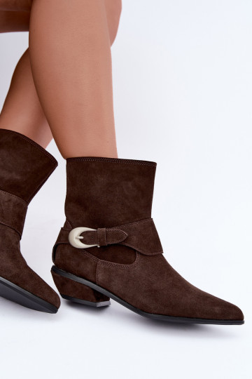 Isolierte Serenelle Stiefeletten im Cowboy-Stil aus Kunstveloursleder in Braun