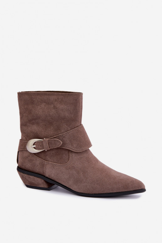 Isolierte Serenelle Stiefeletten im Cowboy-Stil aus Kunstveloursleder in Sand