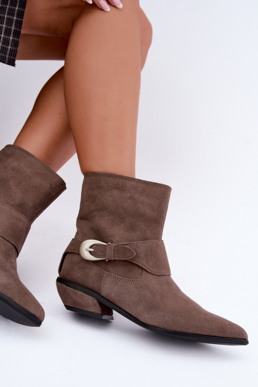 Isolierte Serenelle Stiefeletten im Cowboy-Stil aus Kunstveloursleder in Sand