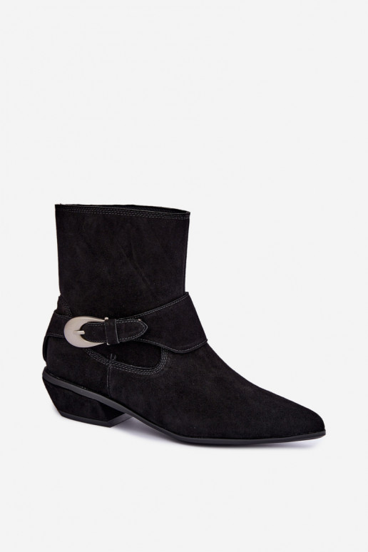 Isolierte Serenelle Stiefeletten im Cowboy-Stil aus Kunstveloursleder in Schwarz