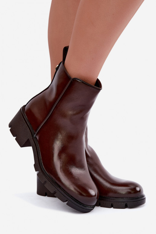 Klocke gefütterte Stiefeletten in dunkelbraun Iserine