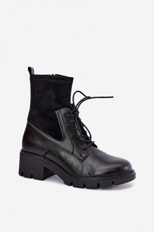 Damen gefütterte Stiefeletten mit Absatz in schwarz Aurelis