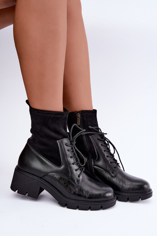 Damen gefütterte Stiefeletten mit Absatz in schwarz Aurelis