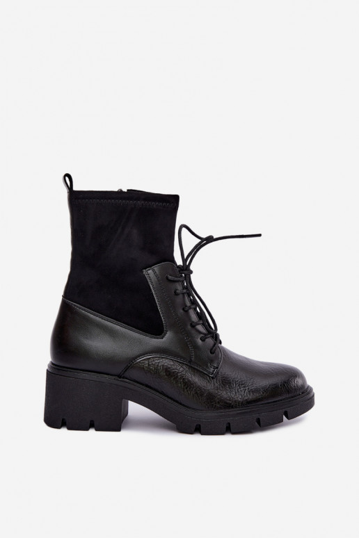 Damen gefütterte Stiefeletten mit Absatz in schwarz Aurelis