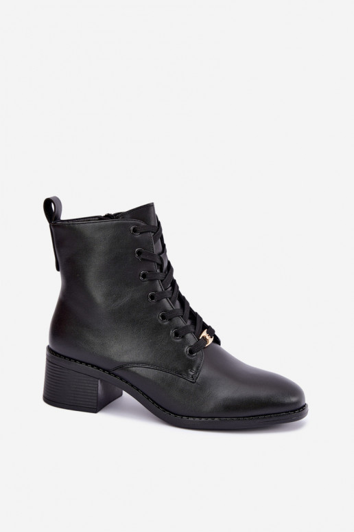 Klocke gefütterte Schnürstiefeletten in schwarz Florisse