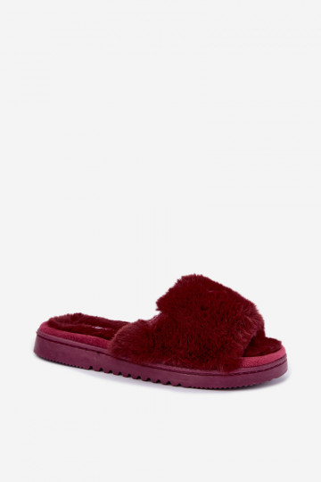 Damen Hausschuhe mit Fell in bordeauxrot Loraline