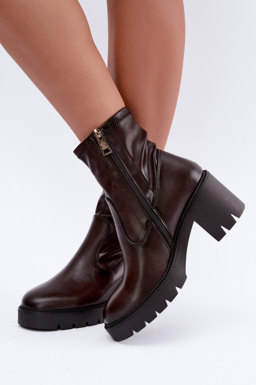Klocke gefütterte Stiefeletten Vinceza 58672 in schokoladenfarbe