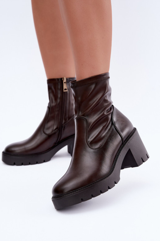 Klocke gefütterte Stiefeletten Vinceza 58672 in schokoladenfarbe