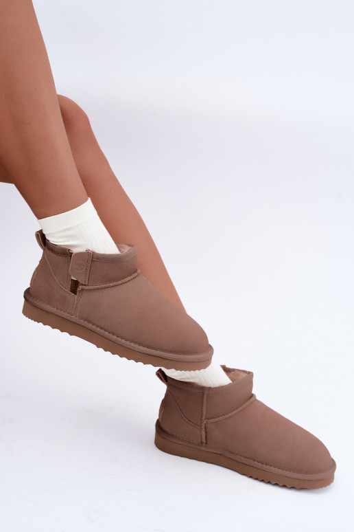 Schneestiefel aus Kunstveloursleder mit Reißverschluss in sandfarben Vinceza 97971