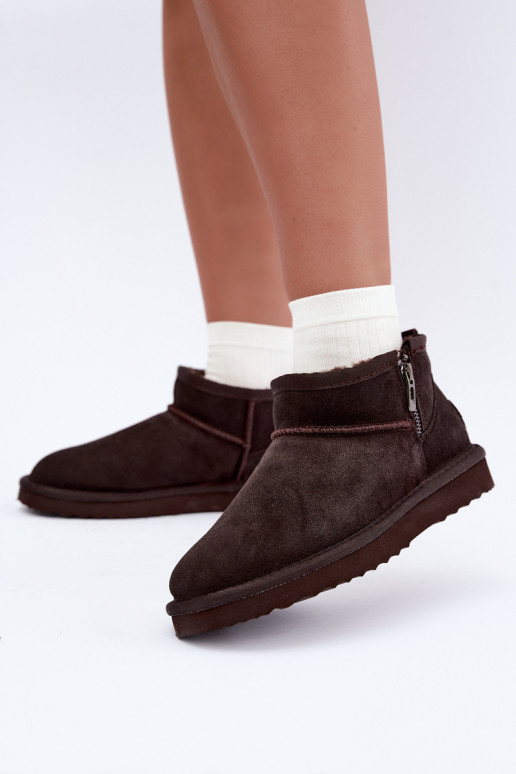 Schneestiefel aus Kunstveloursleder mit Reißverschluss in schokoladenfarbe Vinceza 97971