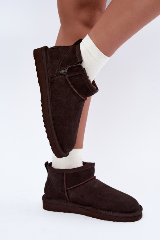 Schneestiefel aus Kunstveloursleder mit Reißverschluss in schokoladenfarbe Vinceza 97971
