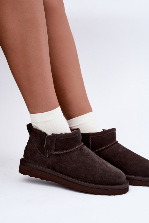 Schneestiefel aus Kunstveloursleder mit Reißverschluss in schokoladenfarbe Vinceza 97971