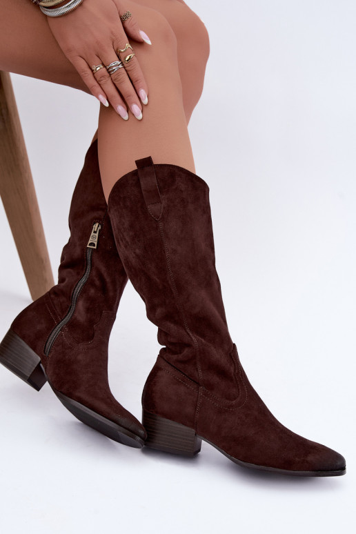 gefütterte Cowboy-Stiefel Vinceza 58680 in Schokoladenfarbe
