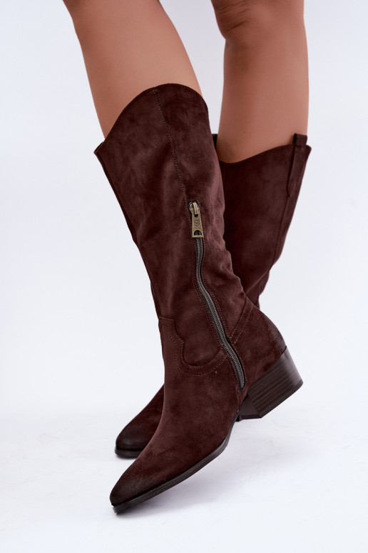 gefütterte Cowboy-Stiefel Vinceza 58680 in Schokoladenfarbe