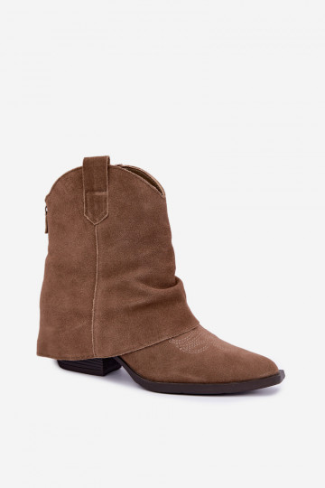 gefütterte Stiefeletten mit Absatz Vinceza 31715 in Sandfarbe