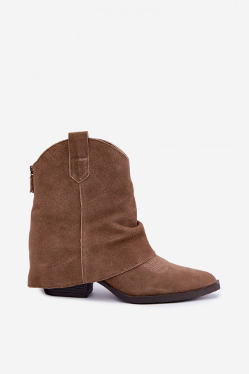 gefütterte Stiefeletten mit Absatz Vinceza 31715 in Sandfarbe 2