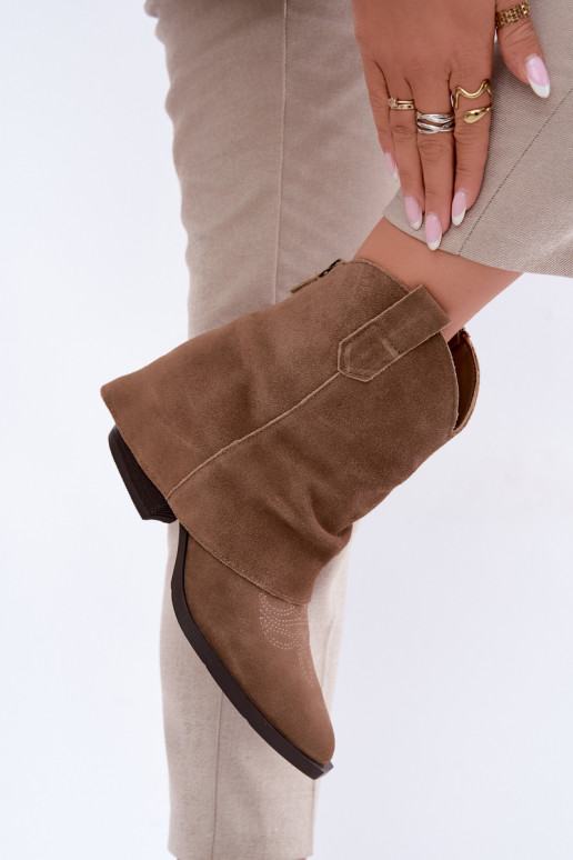 gefütterte Stiefeletten mit Absatz Vinceza 31715 in Sandfarbe