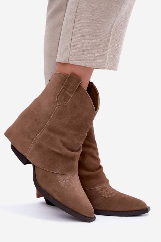 gefütterte Stiefeletten mit Absatz Vinceza 31715 in Sandfarbe