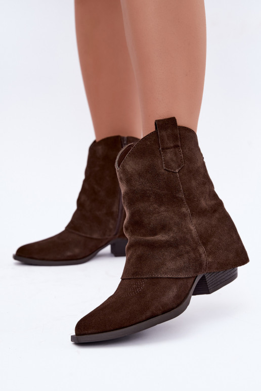 gefütterte Stiefeletten mit Absatz Vinceza 31715 in Schokoladenfarbe