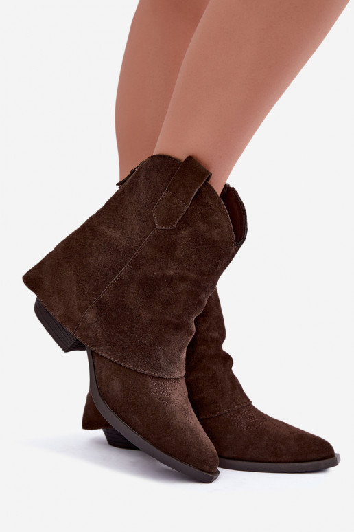 gefütterte Stiefeletten mit Absatz Vinceza 31715 in Schokoladenfarbe