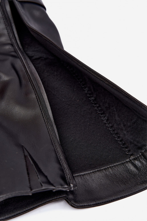 gefütterte lange Stiefel mit Absatz und verzierten Absätzen in schwarzer Farbe Senvia