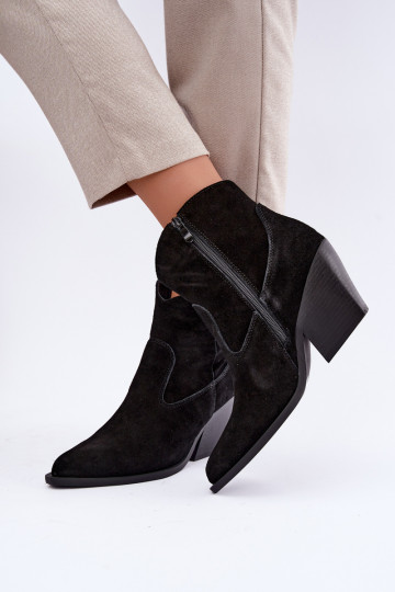 gefütterte Wildleder-Cowboy-Stiefel mit Absatz in schwarzer Farbe Tirabelle 2
