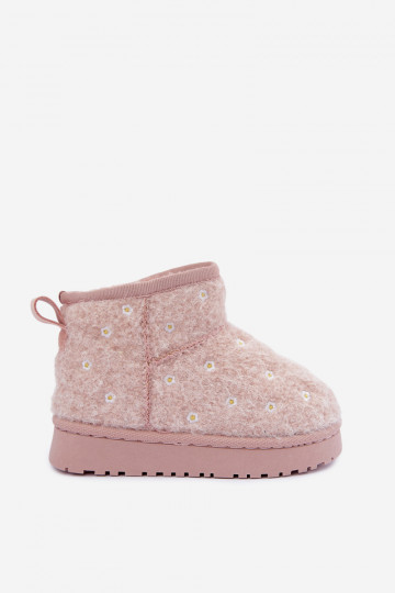 Rosa Kinder-Schneestiefel mit Blumenmotiven Lunabelle 2