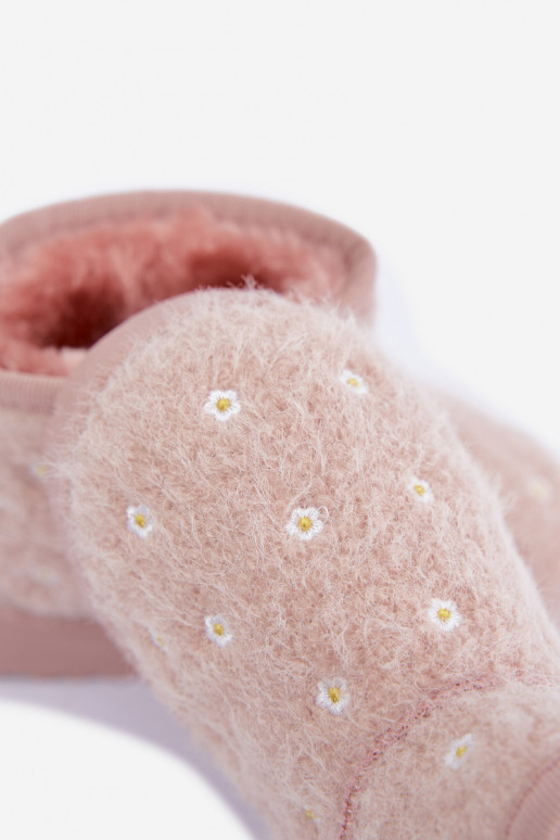 Rosa Kinder-Schneestiefel mit Blumenmotiven Lunabelle