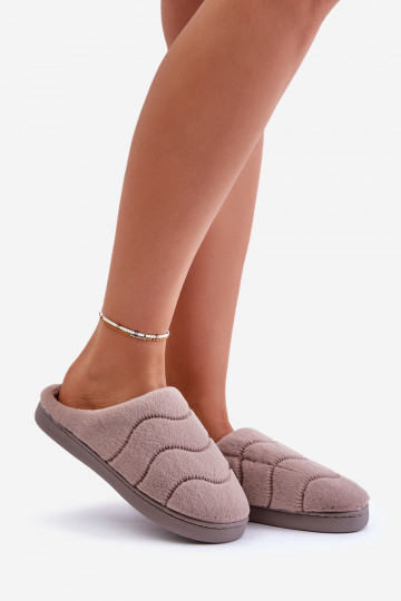 Warme Damen Hausschuhe mit Fell braun Vamirae 2