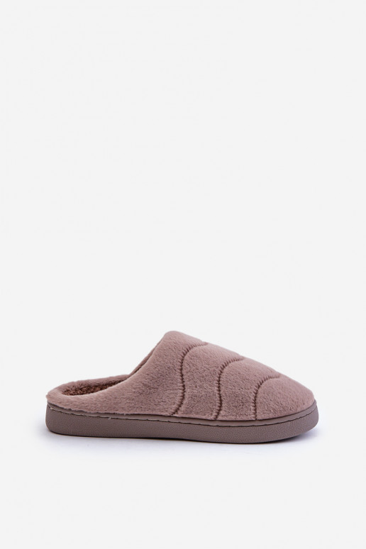 Warme Damen Hausschuhe mit Fell braun Vamirae