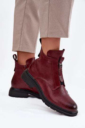 sich Zuarm laufen Damenstiefel Zum Schloss Mit Dekorationen Detalem Burgund Roselle