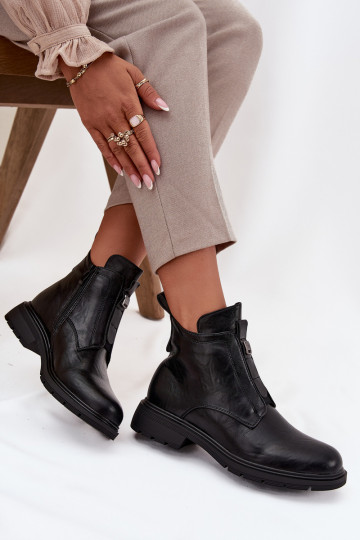 Warme Damen Stiefeletten mit dekorativen Details schwarz Roselle