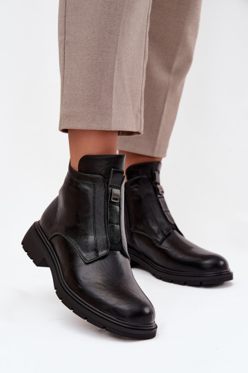 Warme Damen Stiefeletten mit dekorativen Details schwarz Roselle 2