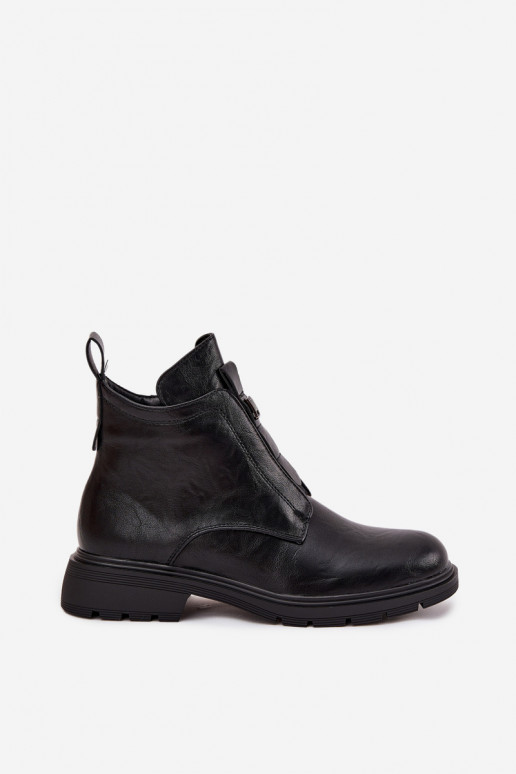 Warme Damen Stiefeletten mit dekorativen Details schwarz Roselle