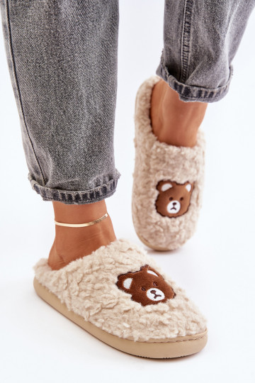 Sandfarbene Slipper mit Fell Temiena 2