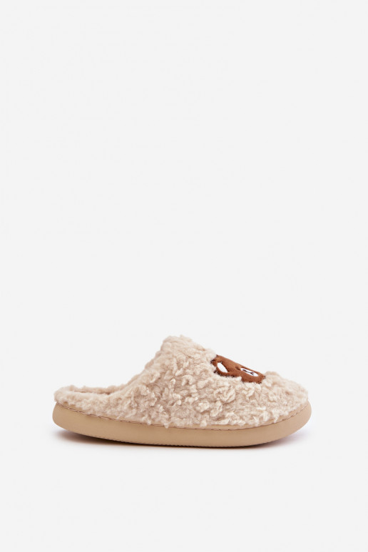 Sandfarbene Slipper mit Fell Temiena