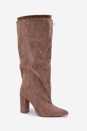 sich Zuarm laufen Stiefel mit Doppelstiefel mit Absätzen Beige aus INildleder Luminelle