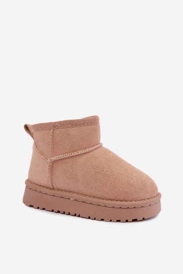 Sandfarbene Kinder-Schneestiefel mit Isolierung und Fell innen Mireya