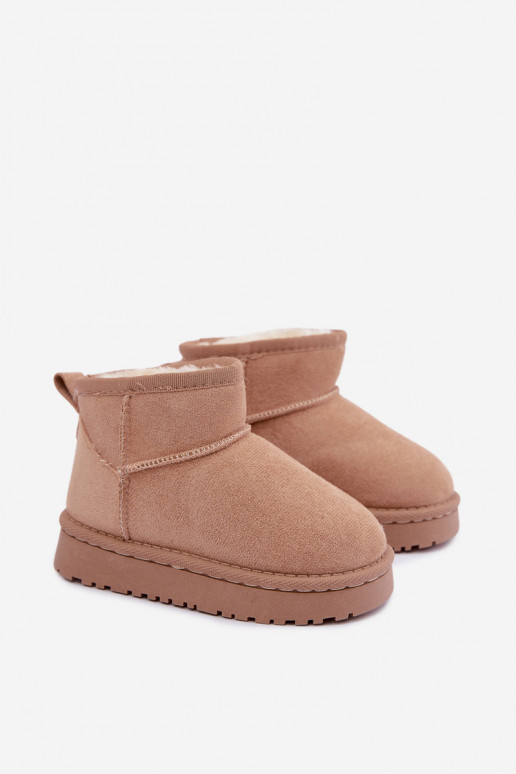Sandfarbene Kinder-Schneestiefel mit Isolierung und Fell innen Mireya